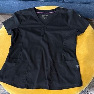 Healing Hands Black Short Sleeve V-Neck Scrub Top